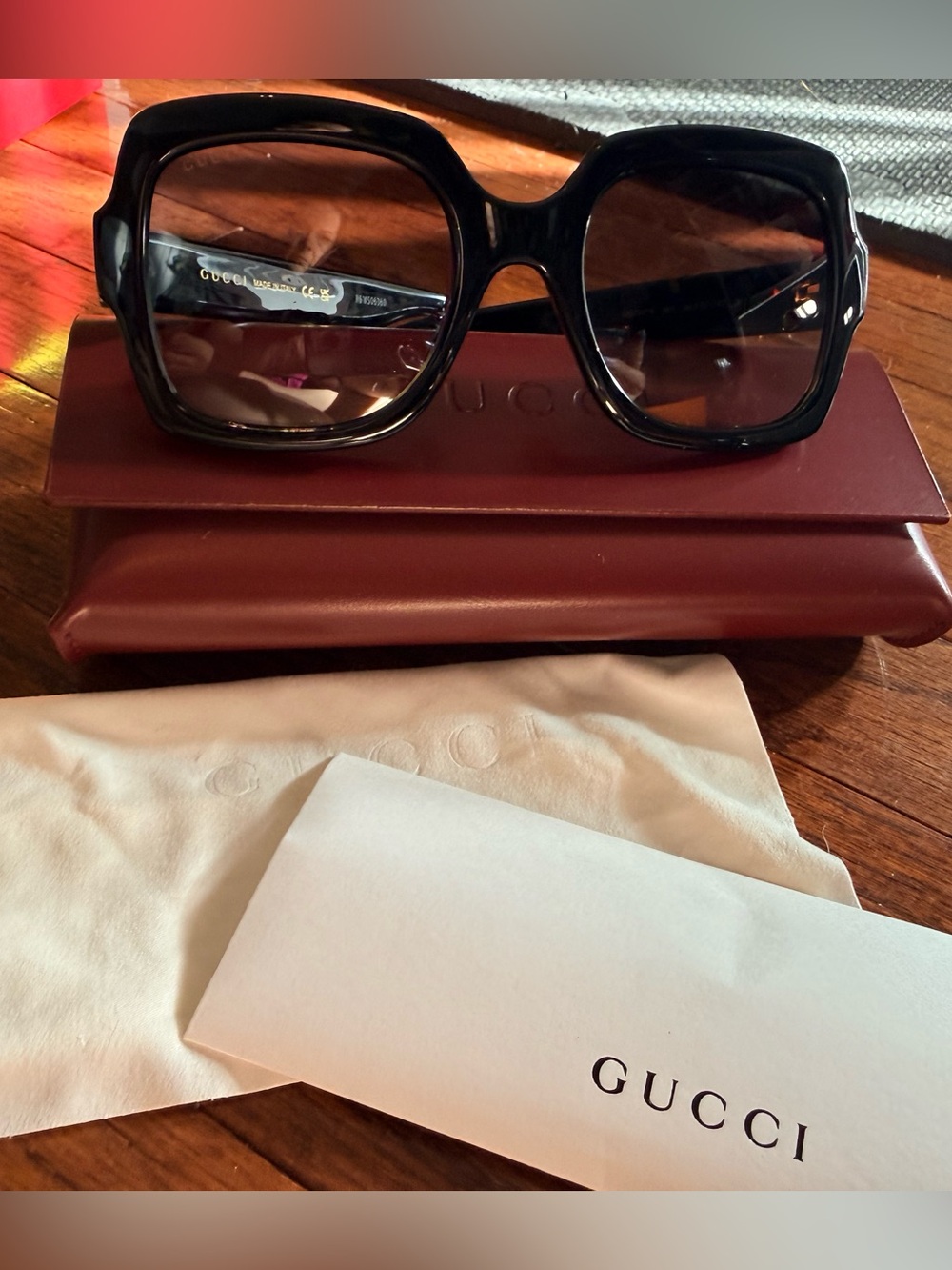 Gucci Black Oversized Square Sunglasses with Gradient Lenses